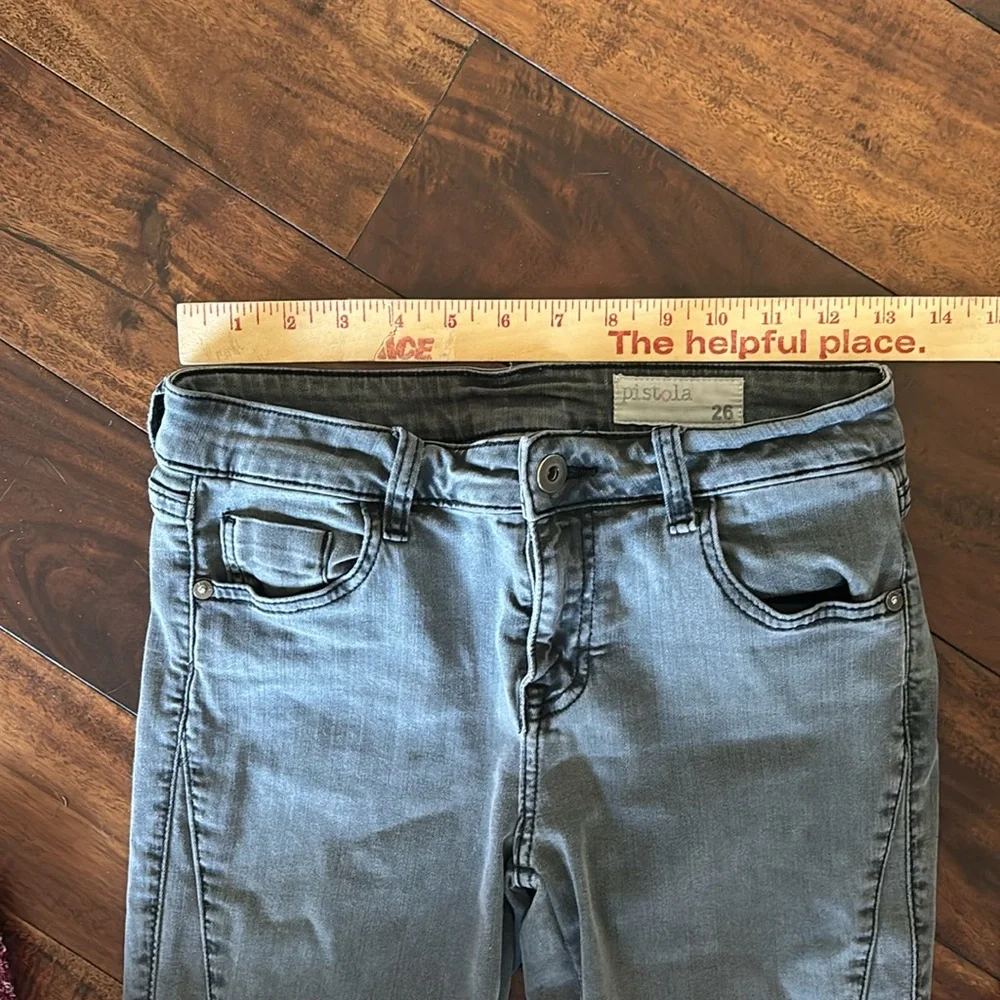 Pistola | Audrey moto skinny jeans low rise washed black denim ribbed knees - Picture 5 of 13